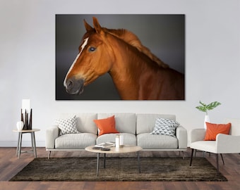 Large Brown Horse Canvas Print, Graceful Tribal Decor