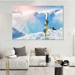 Ski and Landscape Mountains Wall Arts Ski at Sunlights Stylish Wall Decor Skiing Popular Wall Design Art Skiing Photo Print