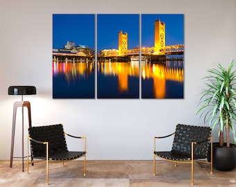 Sacramento at Night Wall Art Sacramento  Home Decor Pictures Sacramento Cityscape Art Wall California Modern Wall Frames California Artwork