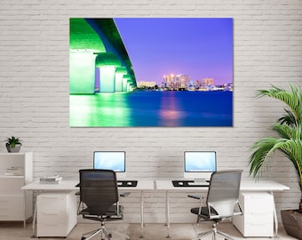Sarasota Skyline Photography Print – John Ringling Bridge, Florida Coastal Wall Art