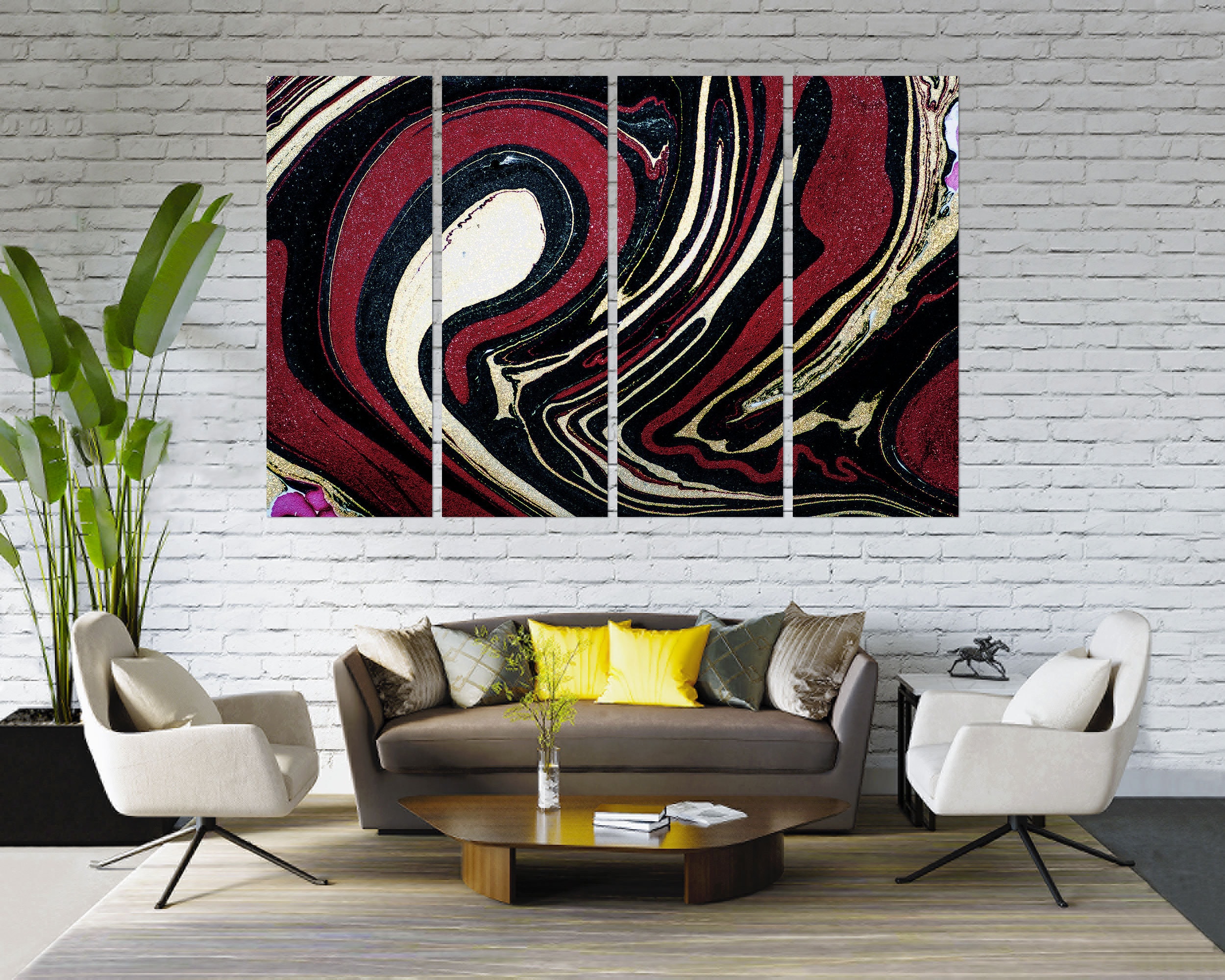 Fashion Red and Black Abstract Wall Decor Abstract Large Etsy UK