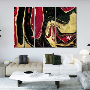 Modern Red Black and Gold Abstract Decor Abstract Art Printing on ...