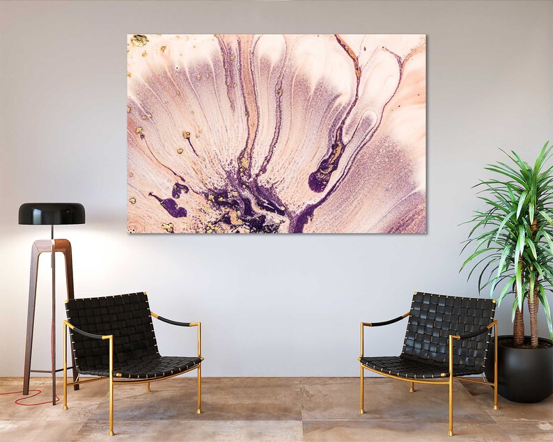 Blush Pink Abstract Art Print – Gold Ink, Feminine Decor - Etsy