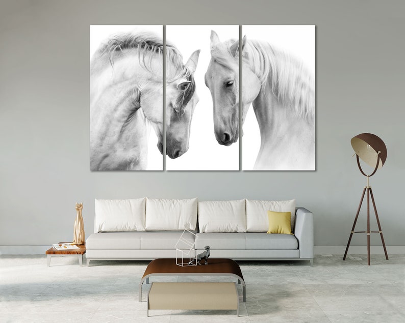 Black and White Horses Canvas Art Horses Canvas Print for Etsy