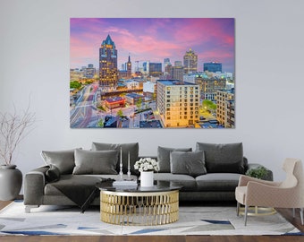 Milwaukee Skyline Canvas Print – Wisconsin Night Lights Wall Art