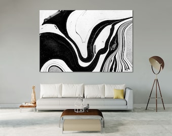 Abstract Wall Art Black and White Canvas for Office Decor