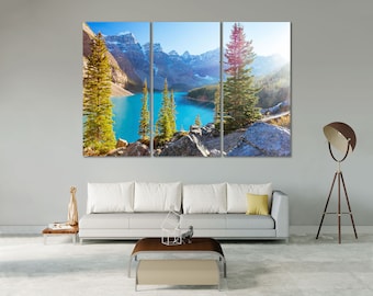 Banff National Park Mountain Lake Canvas Print, Ready to Hang Gallery Wrap