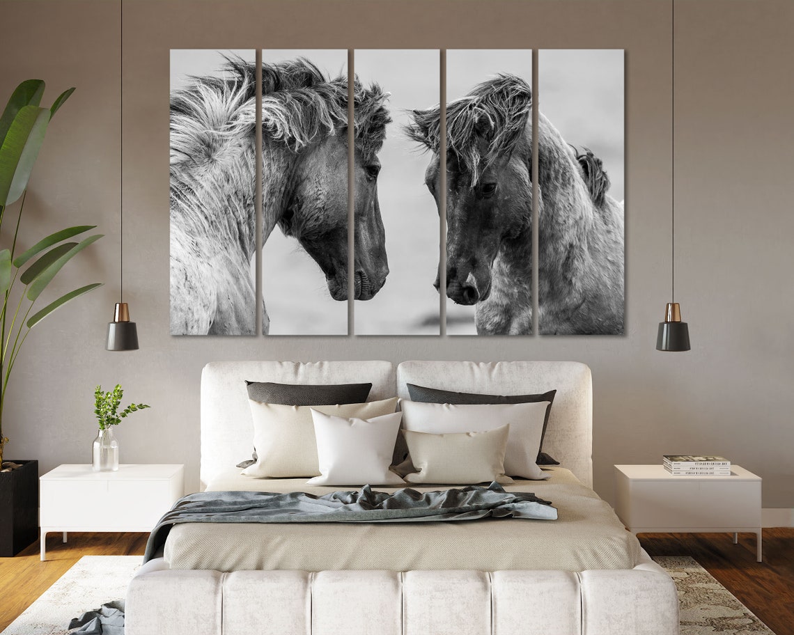 Horses Black and White Art Horses Canvas Print for Home Horse | Etsy