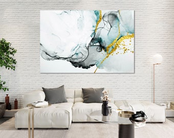 Impresión abstracta con detalles dorados: arte minimalista moderno en lienzo