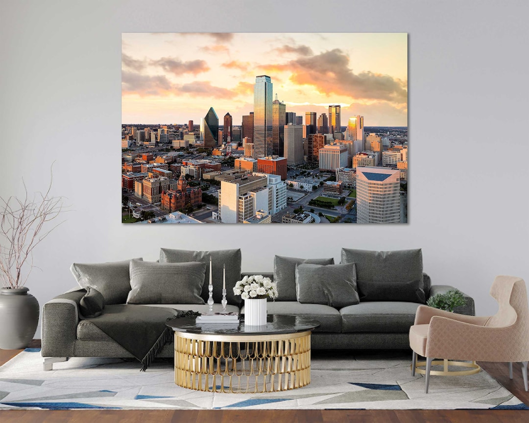 Dallas Skyline Canvas Print – Downtown Sunset, Modern Architecture Wall ...