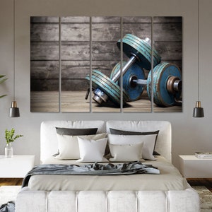 Dumbbells Modern Wall Art Dumbbells Wall Decor Images GYM Creative Wall Art Sport Contemporary Wall Decor Motivation Printing Wall Art