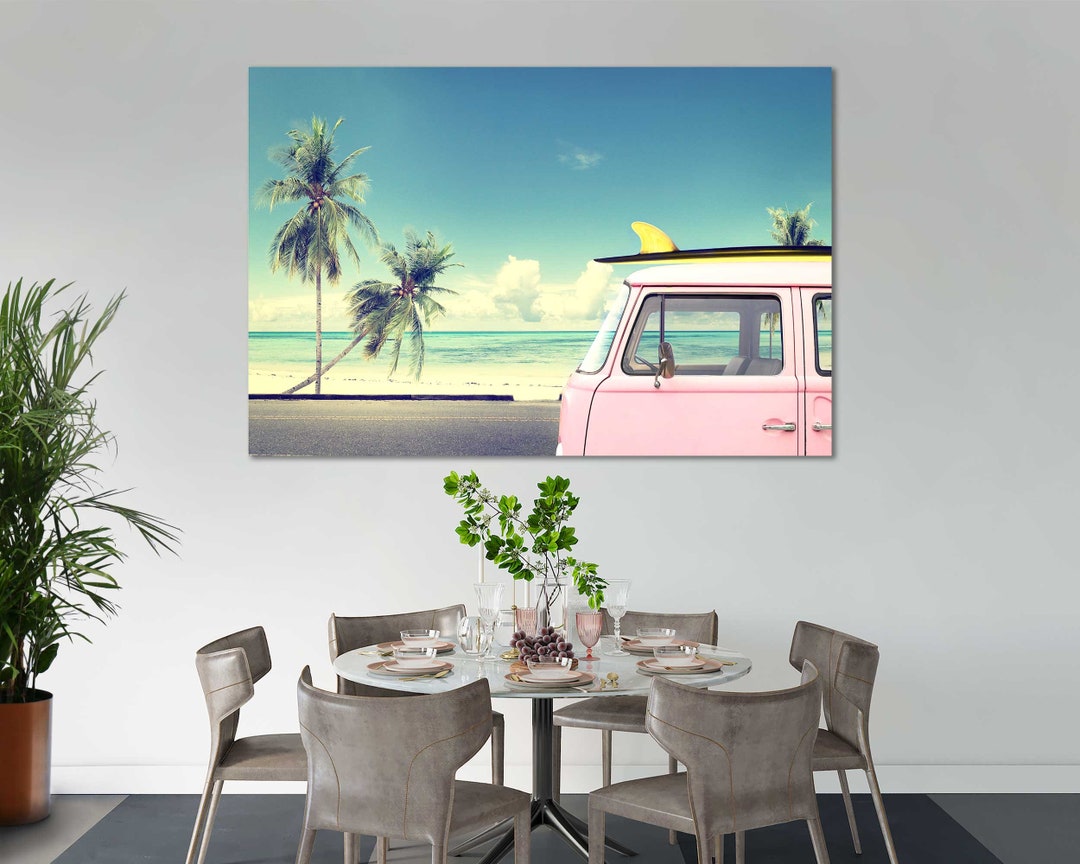 Retro Surf Van Beach Canvas – Vintage Coastal Wall Art - Etsy