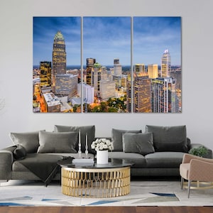 Charlotte Skyline City Wall Art Charlotte Printing Canvas Sets Charlotte Cityscape Wall Decor North Carolina Modish Design Wall Arts