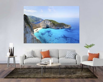 Navagio Beach Photography Print – Zakynthos Greece, Shipwreck Cove Art