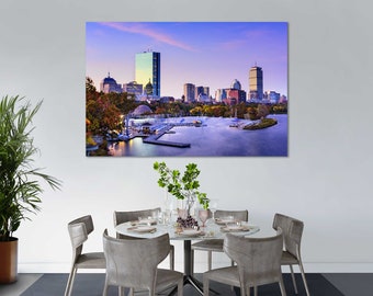 Boston Skyline Canvas Print – Charles River Sunset Panorama