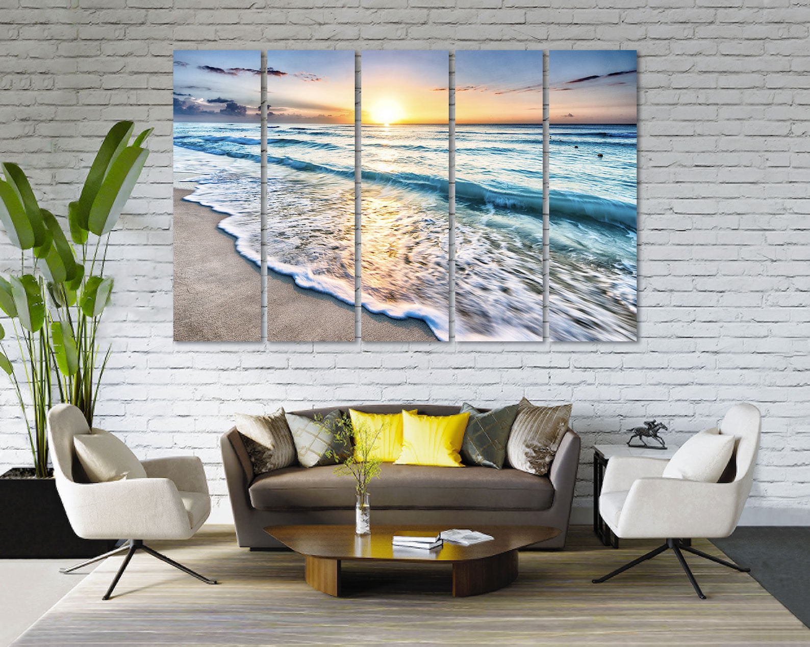 Beach at Sunset Beautiful Wall Art Beach Wall Canvas Print Etsy