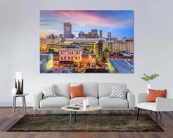 Memphis Skyline Canvas Wall Art, Beale Street Sunset for Music Lovers