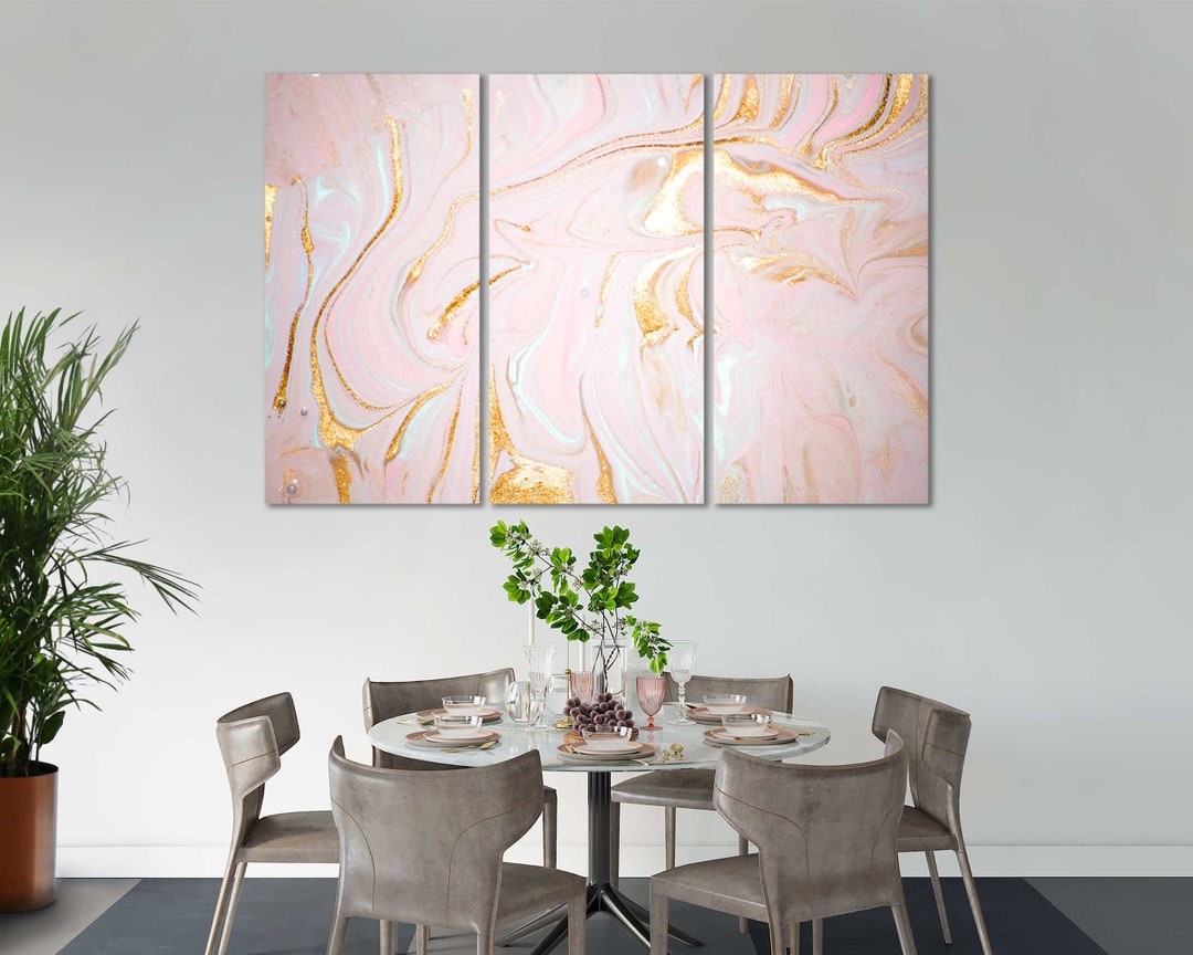 Pink and Gold Marble Texture Art – Abstract Canvas Print - Etsy