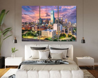 Dallas City Art Wall Dallas Art Prints on Canvas Dallas Contemporary Wall Art Dallas Wall Decor Ideas Texas Bedroom Wall Art