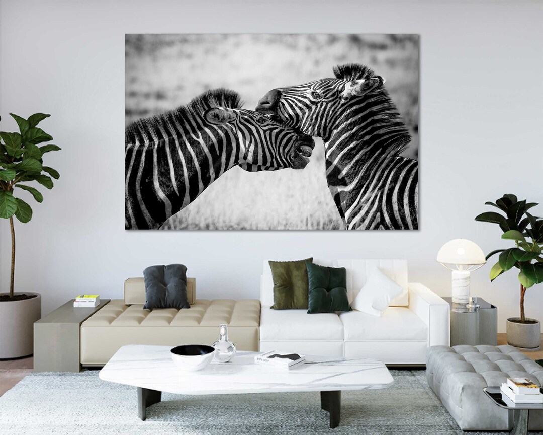 Zebras Black and White Modern Design Art Safari Large Framed Decor ...