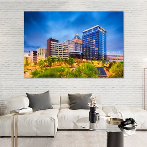 Awesome Night in Greensboro Printing Canvas Sets Greensboro for Big Wall Greensboro Downtown Image on Wood Frame City in North Carolina