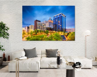 Greensboro Skyline Canvas Print, North Carolina Cityscape Wall Art, Ready to Hang