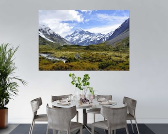 Mount Cook Canvas Print, New Zealand Mountain Landscape Wall Art