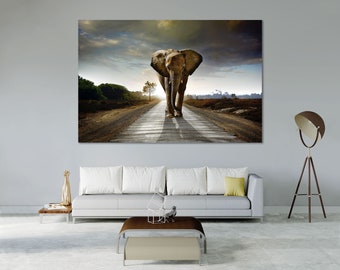 Elephant Stylish Home Decor Elephant Painting on Canvas Art Elephant Big Animal Wall Decor Elephant Original Paintings Wall Art Wild Animal