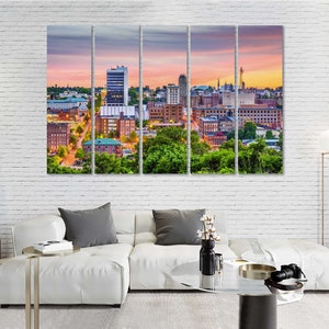 Lynchburg Cityscape at Dusk Wall Art Lynchburg Painting Art Lynchburg Canvas Wall Decor Lynchburg Photo Print on Canvas Virginia Arts Decor