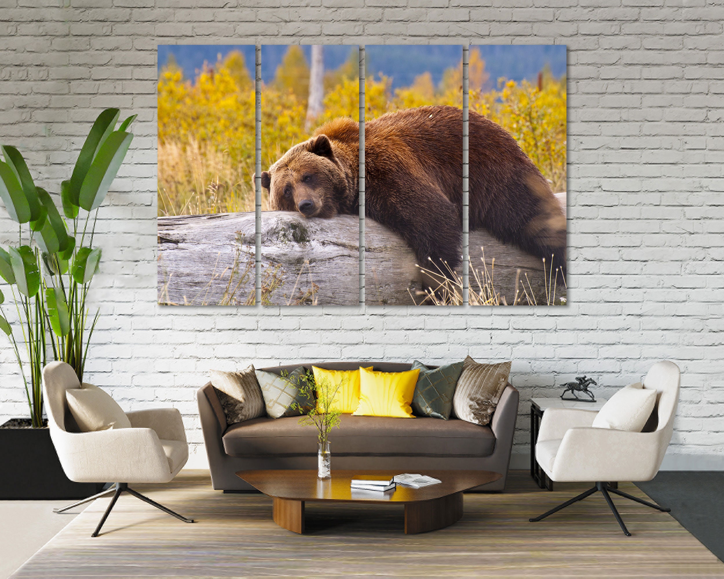 Brown Bear Resting on a Log Original Art Room Bear Photo Print - Etsy