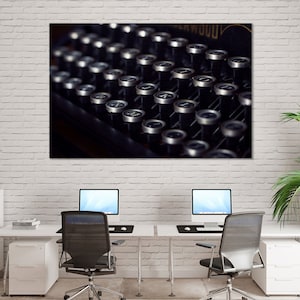 Vintage Typewriter on Canvas Prints Old Typewriter on Macro Photo Cool Buttons on Typewriter Typewriter Canvas Art Set Best Gift for Writer