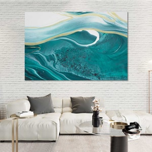 Original Wave Abstract Art Home Decor Art Aqua Abstract Art Stylish Print Wall Art Abstract Art Drawing on Canvas Abstract Art Artwork