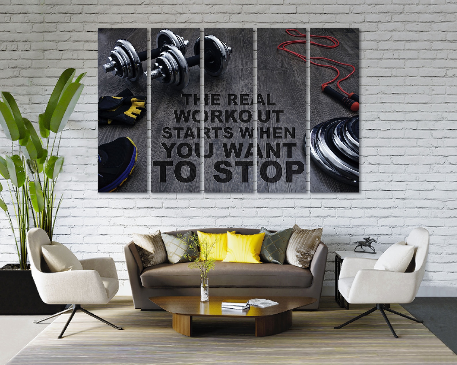 Workout Stylish Art Wall Athletic Canvas Wall Decor Dumbbells Etsy