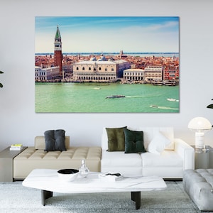 Venice on Canvas Print Attractive Image Cityscape Venice Bell Tower of Saint Mark in Venice Italian City on The Water