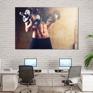 Fitness Motivation Wall Art – Female Weightlifting Photography Print | Strong Woman Gym Poster | Workout and Strength Training Canvas Decor