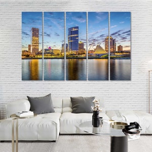 Milwaukee Canvas Decor Milwaukee Modern Wall Art City in Wisconsin Artwork for Office Milwaukee Wall Decor Paintings Wisconsin Canvas Print