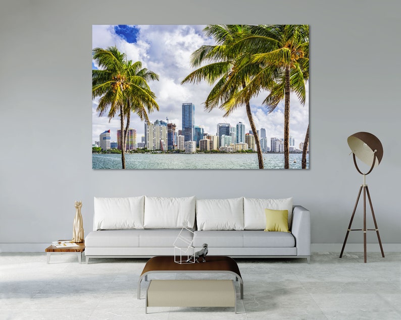 Miami Skyline Large Wall Art Miami Stylish Wall Decor Miami Etsy