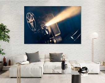 Vintage Movie Projector Art Print – Retro Cinema Decor, Hollywood Nostalgia