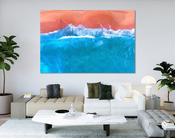 Ocean Wave Canvas Print, Bright Coastal Decor, Beach Wall Art