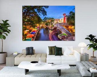 San Antonio River Walk Canvas Print, Texas Travel Photography Wall Art