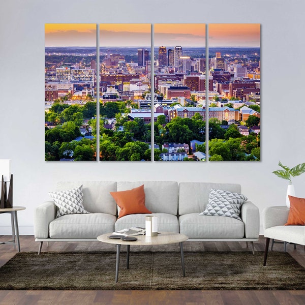 Birmingham Cityscape Decor Home Birmingham Design Ideas for Wall Birmingham Art Print on Canvas Alabama Interior Art Room Alabama Artwork