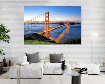 Golden Gate Bridge Canvas Art, San Francisco Skyline Wall Decor