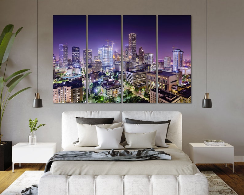 Houston Skyline Wall Decor Houston Large Framed Art for Home Etsy