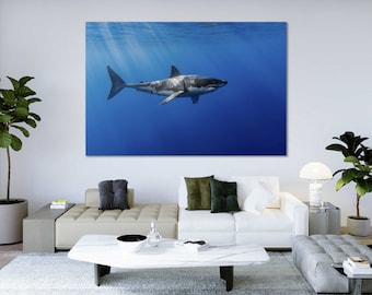 Shark Canvas Wall Art, Ocean Photography for Coastal Decor and Beach Homes