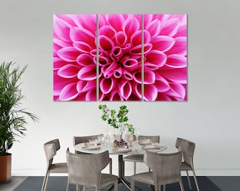 Pink Dahlia Canvas Print for Botanical Floral Wall Art