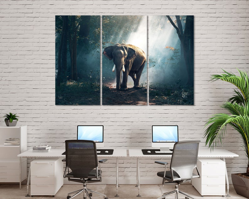 Grands animaux africains sur toile dimage Ensembles de cadres en bois Impressions Animal Cool Art pour cadeau Image déléphant Grand décor mural pour la maison 3 Panels