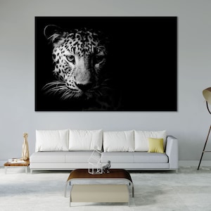 Leopard Stylish Decor for Home Leopard Print on Canvas Leopard Painting Wall Art Leopard Black & White Pictures Animals South Africa Artwork