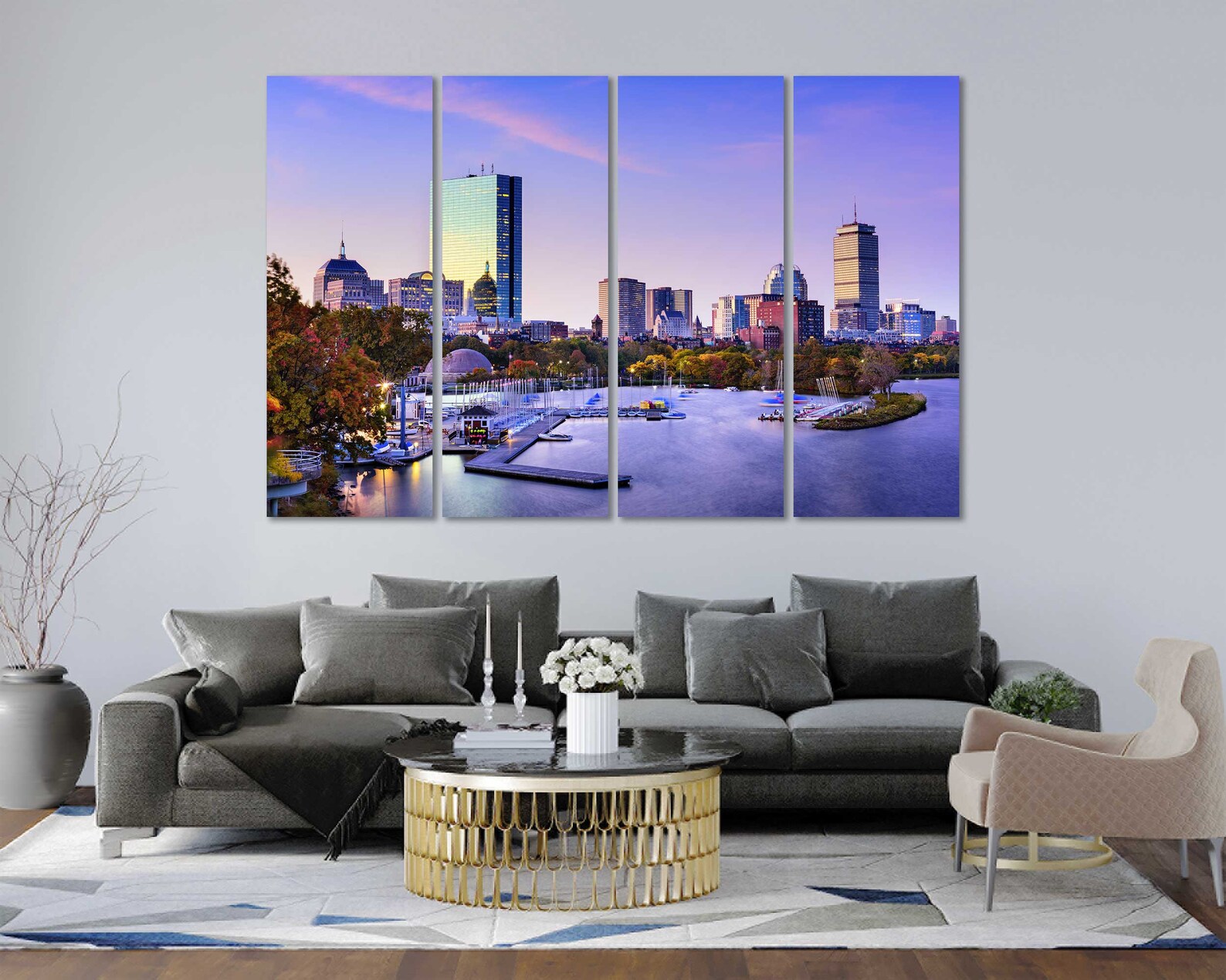 Boston Cityscape Wall Art Boston Artwork for Home Boston | Etsy