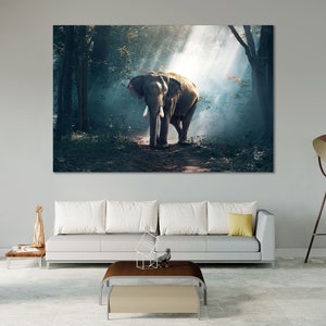 Grands animaux africains sur toile dimage Ensembles de cadres en bois Impressions Animal Cool Art pour cadeau Image déléphant Grand décor mural pour la maison Single panel
