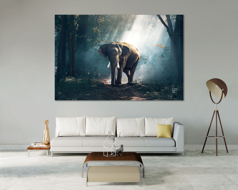 Grands animaux africains sur toile dimage Ensembles de cadres en bois Impressions Animal Cool Art pour cadeau Image déléphant Grand décor mural pour la maison Single panel